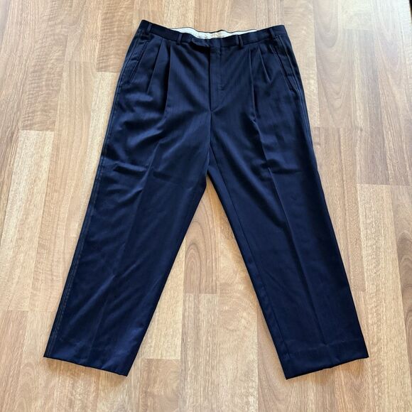 Ravazzolo Italy Wool Tuxedo Stripe Pants 54R Navy Pinstripe Pleated Sartoria
